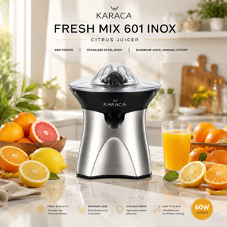 آب‌مرکبات‌گیری 60 وات فرش میکس 601 اینوکس - کاراجا (Karaca Fresh Mix 601 Inox Citrus Juicer)
