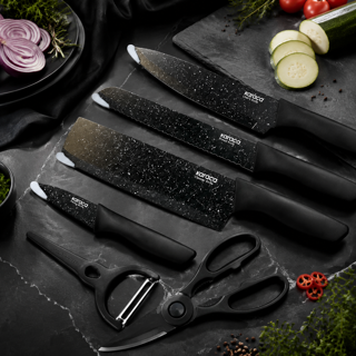 ست چاقو 6 پارچه بلک استون کاراجا | Karaca Black Stone Knife Set