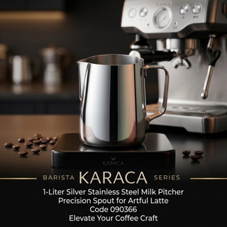 شیرجوش استیل ۱ لیتری باریستا نقره‌ای کد 090366 - کاراجا | Karaca Barista 1-Liter