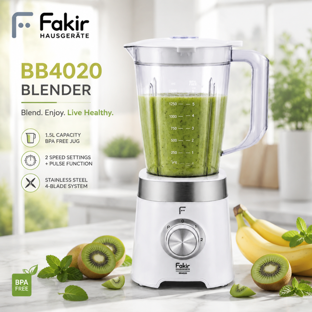 مخلوط‌کن فکر مدل Mix It Easy Blender 500W با پارچ 1.5 لیتری و بدنه سفید